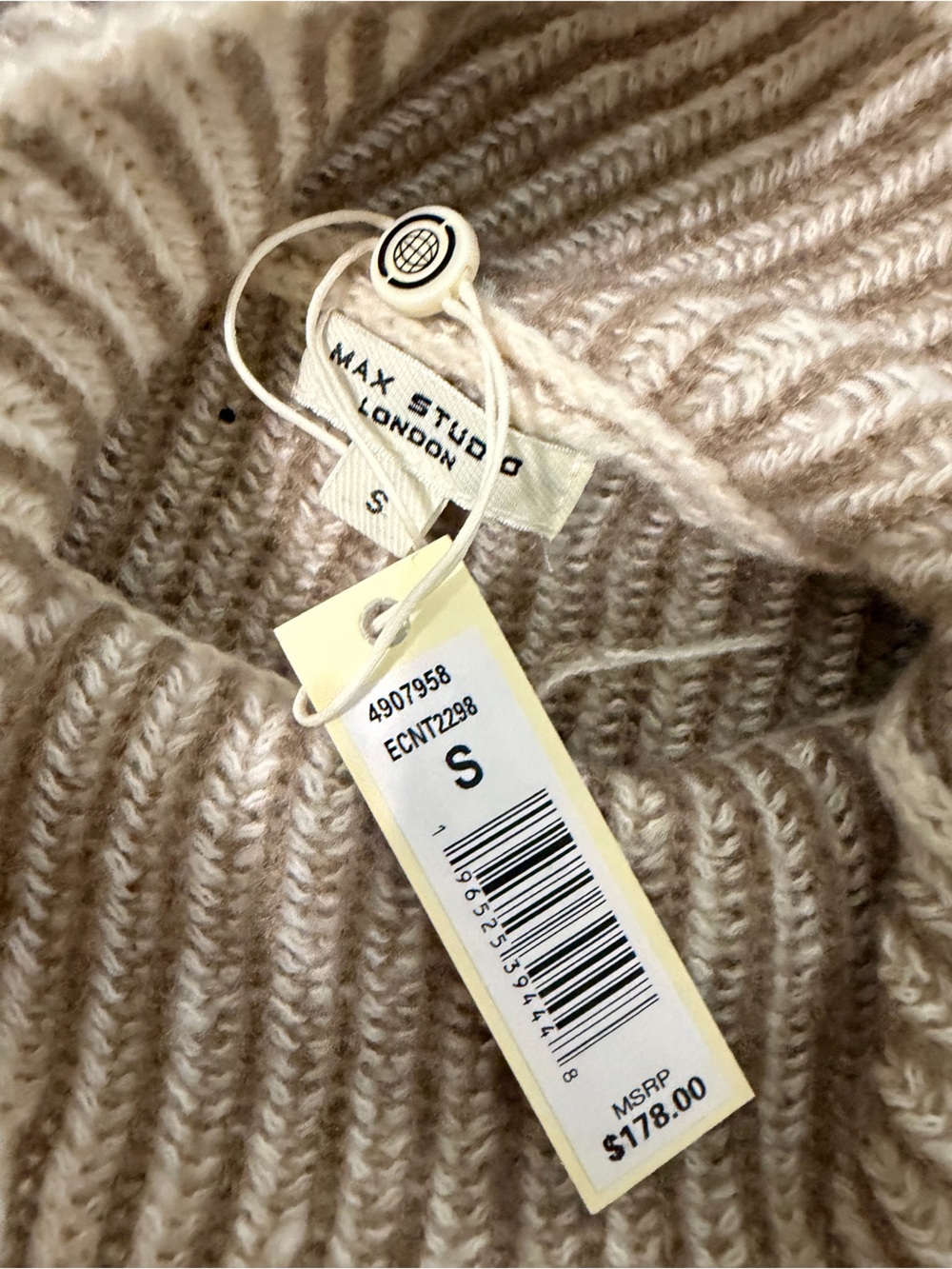 Max Studio Women’s Cream Ribbed Turtleneck Sweater Dress size Small - Picture 6 of 6